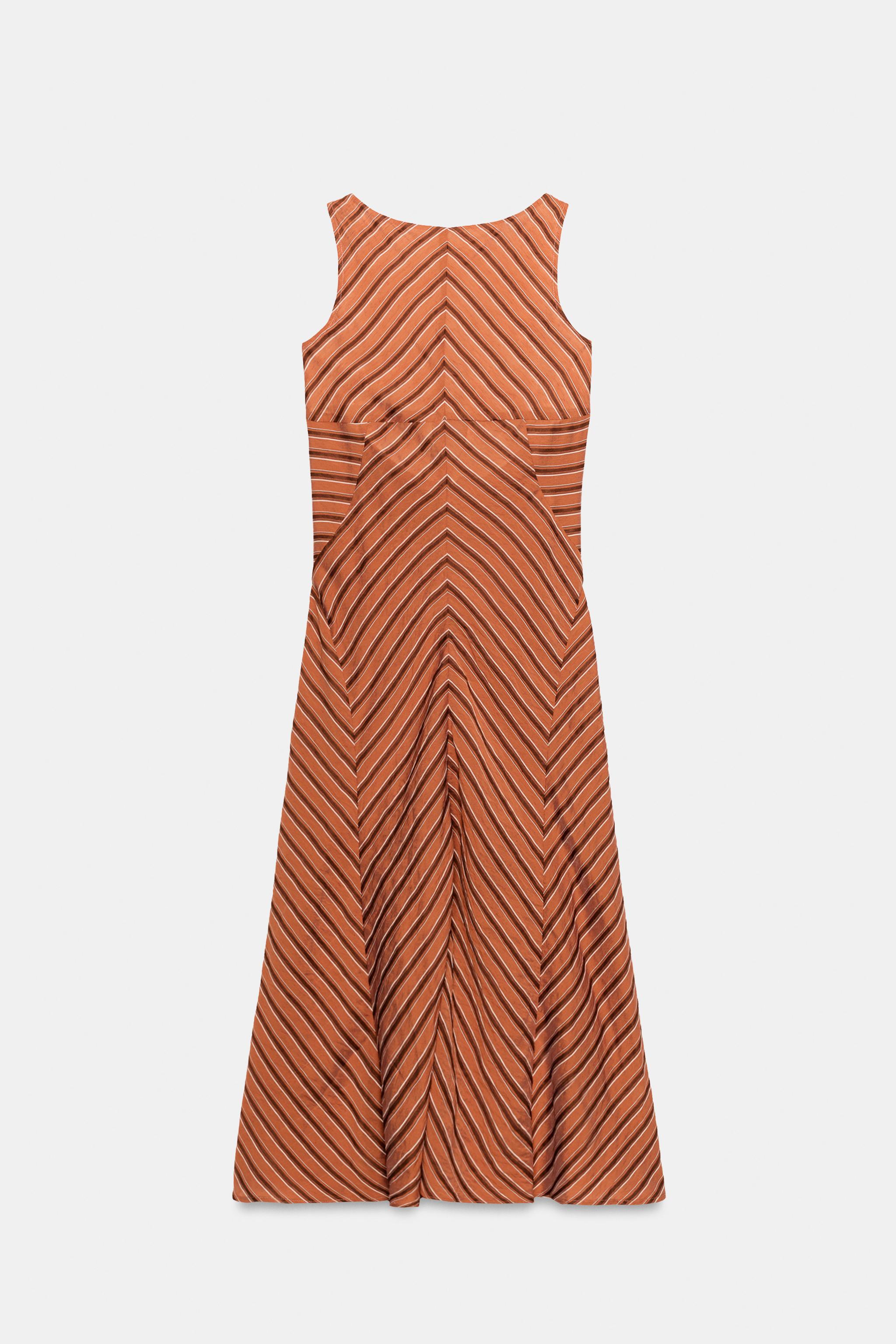ROBE MI-LONGUE DOS NU À RAYURES
